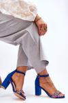 Fashionable Sandals With Stones High Heels Blue Love Me