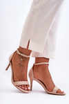 Classic Suede Sandals on Heel Light Beige Tossa