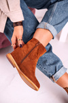 Women's Ankle Boots Hidden Wedge Suede Camel Vanya