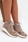 Women's Sports Ankle Boots On Platform Made Of Natural Suede Zazoo Z1239 Beige