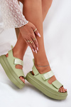 Women's Platform Sandals With Velcro Green Nitepira