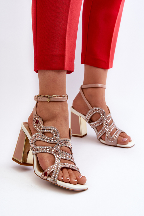 Women's Embellished Sandals with Stiletto Heel D&A CR952 Pink