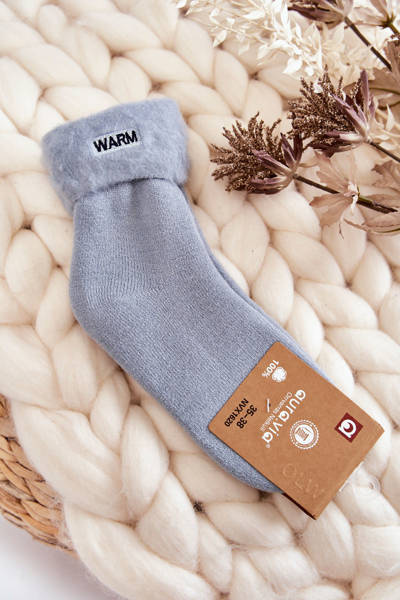 Skarpetki Damskie Ocieplane Niebieskie Warm