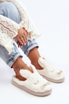 Women's Fluffy Slippers with Bunny White Dolcevia