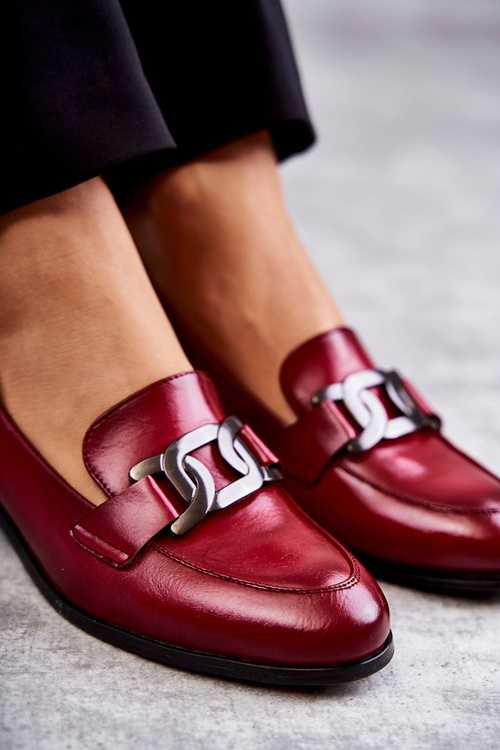 Półbuty Skóra Loafery Bordowe Trine