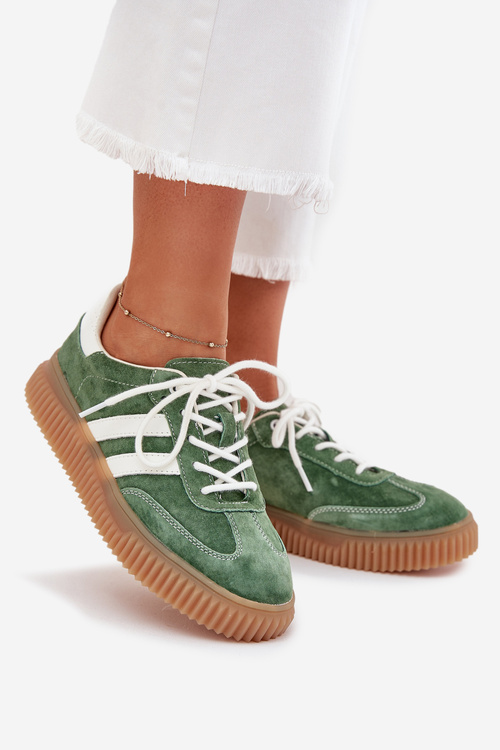 Women's Suede Sneakers On Platform Green Marisae