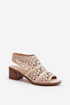 Beige Openwork Sandals with Heels Serapina