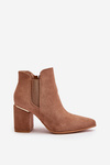 Eco Suede Ankle Boots With Heels Insulated Brown Daivine