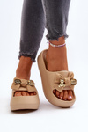 Women's Foam Slippers with Bow Khaki Salessa