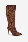 Stiletto Boots With Leopard Print Brown Reanwenna