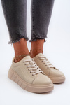 Women's Leather Platform Sneakers Beige Gatira