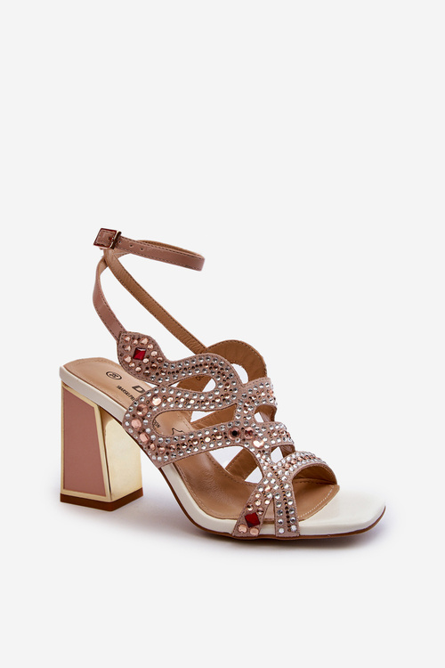 Women's Embellished Sandals with Stiletto Heel D&A CR952 Pink