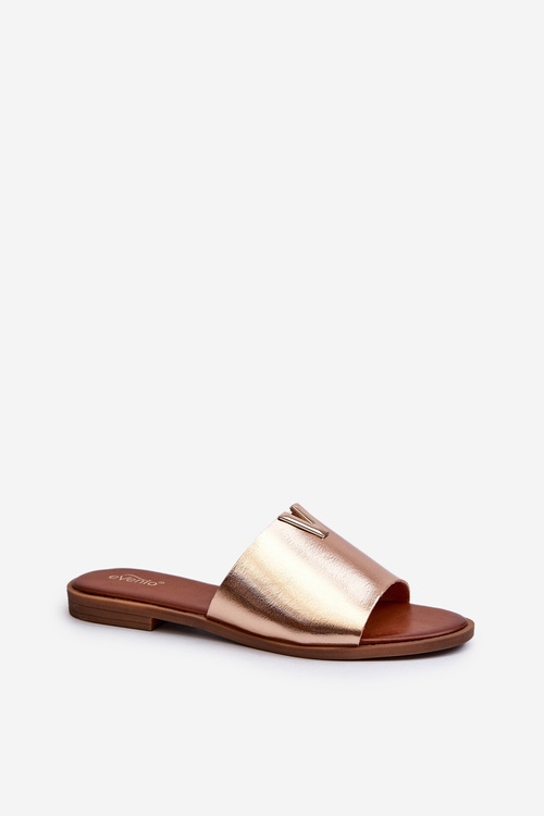 Klapki Damskie Płaski Obcas Eko Skóra Złote Maliha 2SSD97-7736
