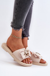 Women's Beige Slippers with Bow Arsicada
