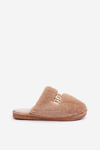 Ladies Slippers With Fur And Text Brown Kalelia