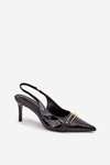 Lacquered High Heels With Gold Buckle Black Vivae