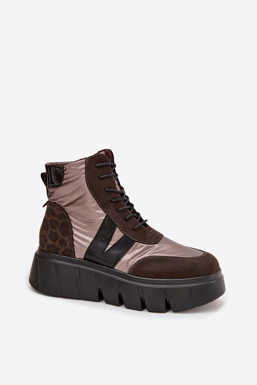 Women's Insulated Ankle Boots on Platform Vinceza 58562 Brown