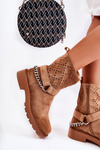 Openwork Booties With A Zipper With A Chain Brown Chantelle 