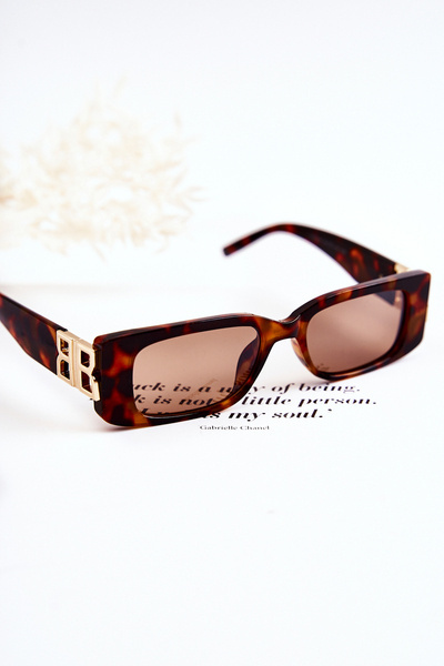 Fashionable Rectangular Sunglasses Marbled V120035 Brown