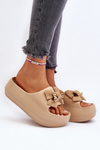 Women's Foam Slippers with Bow Khaki Salessa