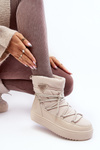 Women's Snow Boots with Platform and Tie Beige Fleure