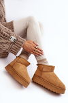 Women's Snow Boots on Platform with Faux Fur Lining Camel Xamella