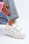 Sneakersy Skórzane Masywna Platforma Białe Zazoo 2F-7033