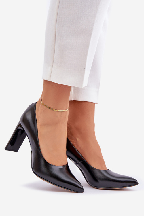 Elegant High Heels Made Of Natural Leather On A Heel Black Lewski 2659/2043