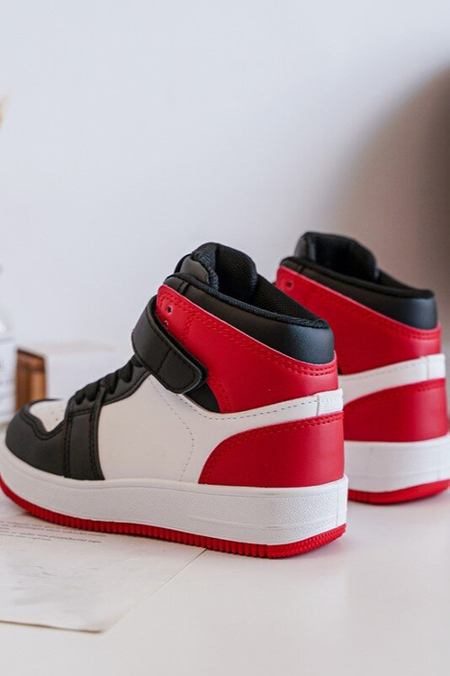 High Children's Sports Shoes White and Red Teredite