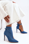 Women's Denim Boots on Heel Blue Amalundi