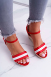 Ladies' Sandals with Heels Linen Red Renew