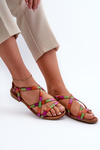 Flat Women's Leather Sandals Maciejka 06635-39 Multicolor