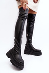 Women's Over-the-Knee Boots on Chunky Sole Black Chinasa