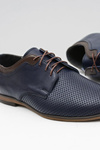 Openwork Men's Leather Semi Shoes Ettore Navy Blue