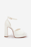 Ladies Sandals On Heel And Platform Eco Leather White Lomman