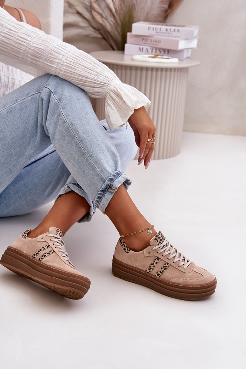 Sneakersy Zamszowe Na Platformie Panterka Różowe Zazoo N1068S4