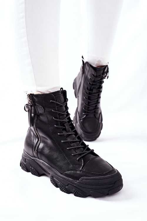 Women's Leather High Boots GOE II2N4031 Black