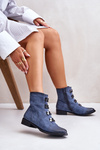 Warm Women's Zip Ankle Boots Blue Evalith
