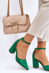  Suede Heel Pumps Green Lexie