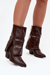 Cowboy Boots With Turned Over Shaft And Embellishment Insulated Chocolate Inessia