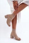 Zazoo 2876 Women's High Heel Boots with Open Toes Beige