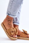 Women's Suede Slippers With Bow Camel Fency