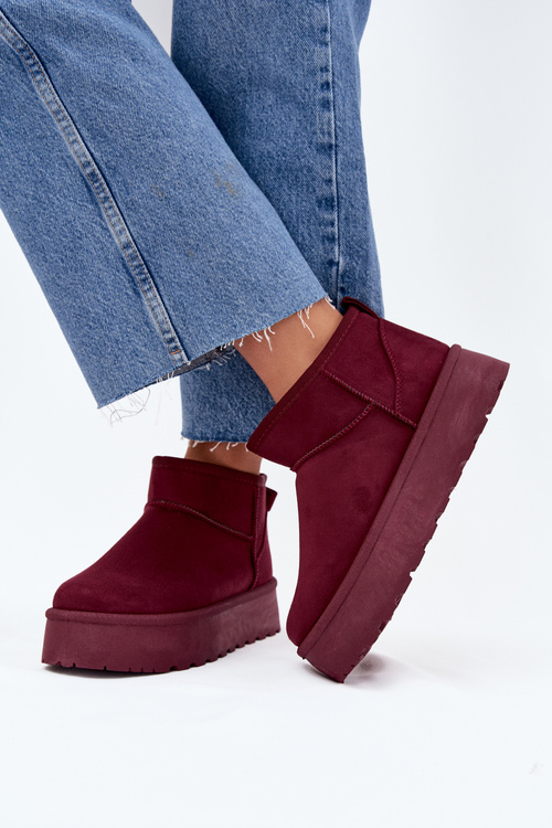 Suede Snow Boots On Platform Bordeaux Corcoran