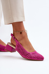 Fuchsia Block Heel Court Shoes Gemifa