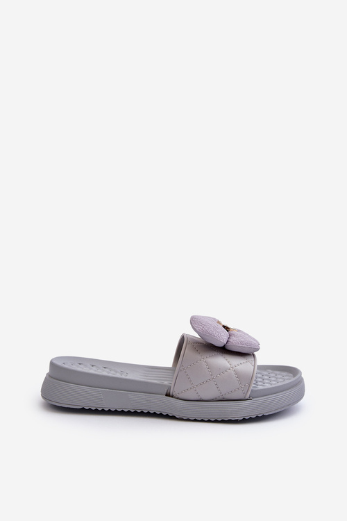 Women's Grey Sandals with Decoration on Low Platform Cedrella