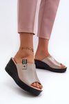 Women's Wedge Sandals Gold Vleni