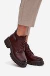 Low Insulated Women's Ankle Boots on Block Heel with Decorative Strap Bordeaux Therisse