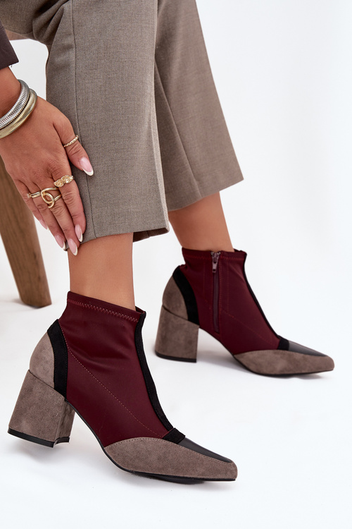 Women's ankle boots with chunky heel zip Bordeaux Delvane