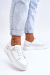 Women's Leather Platform Sports Shoes White Saul