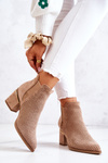 Suede Openwork Cowboy Boots Dark Beige Helloni